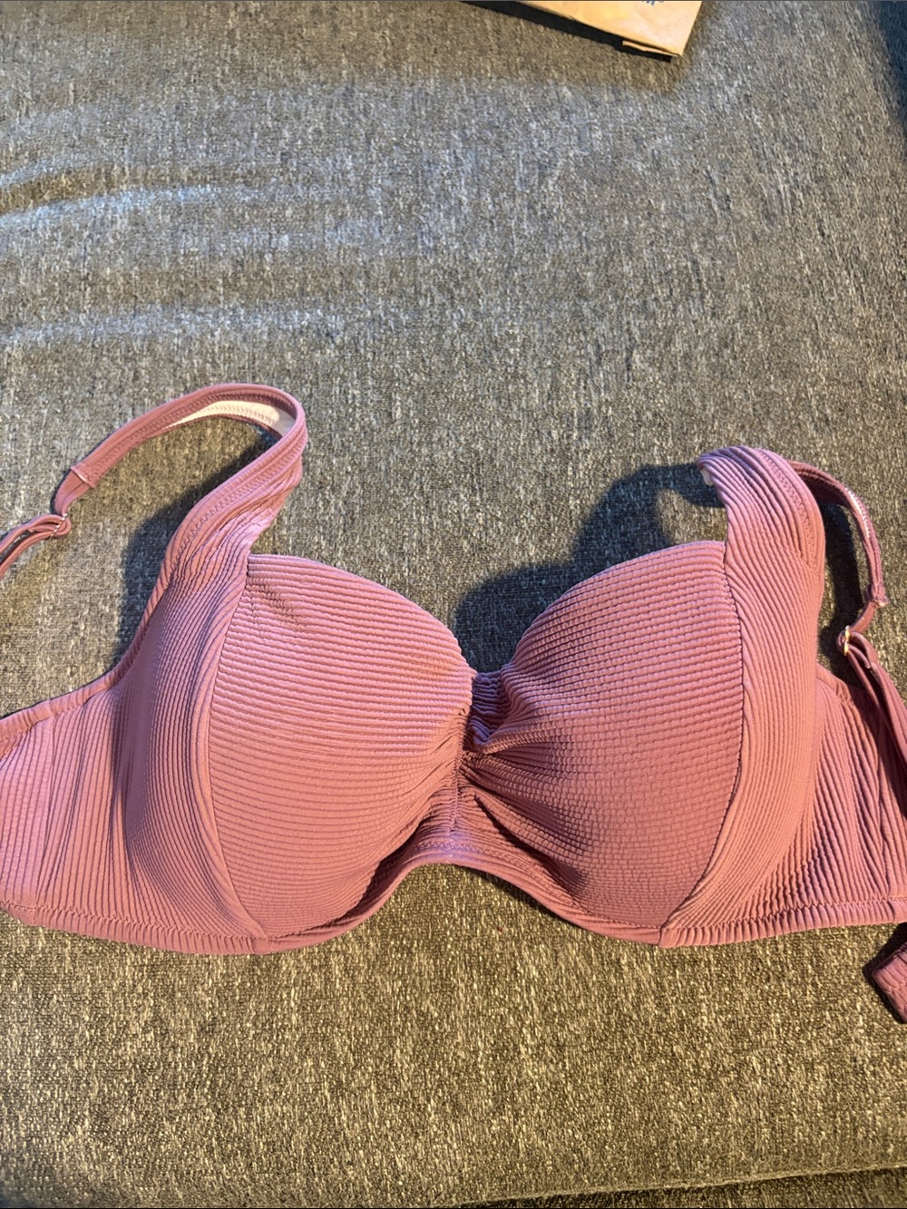 SHADE & SHORE 36D Women's ribbed Mauve Underwire swim suit bra top - Picture 2 of 7